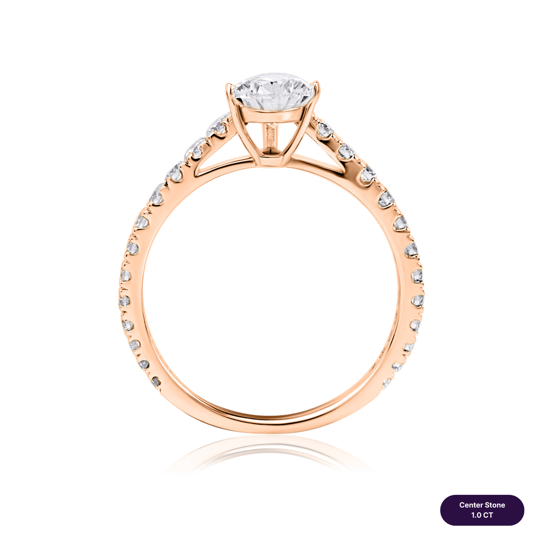 Solitaire Pave Lab Diamond Ring Pear