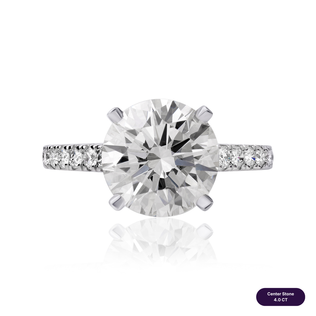 Solitaire Pave Lab Diamond Ring Round