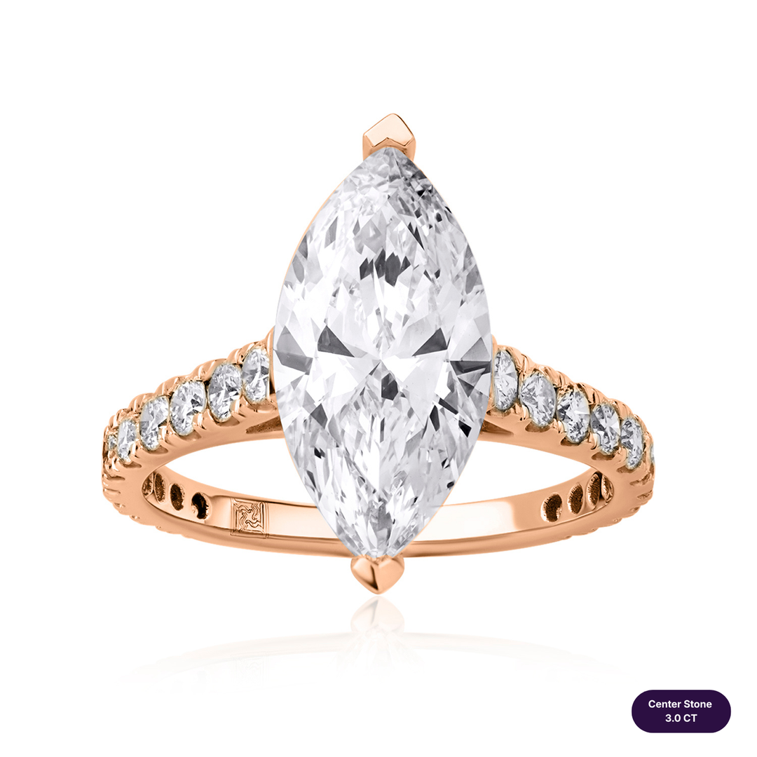 Solitaire Pave Lab Diamond Ring Marquise