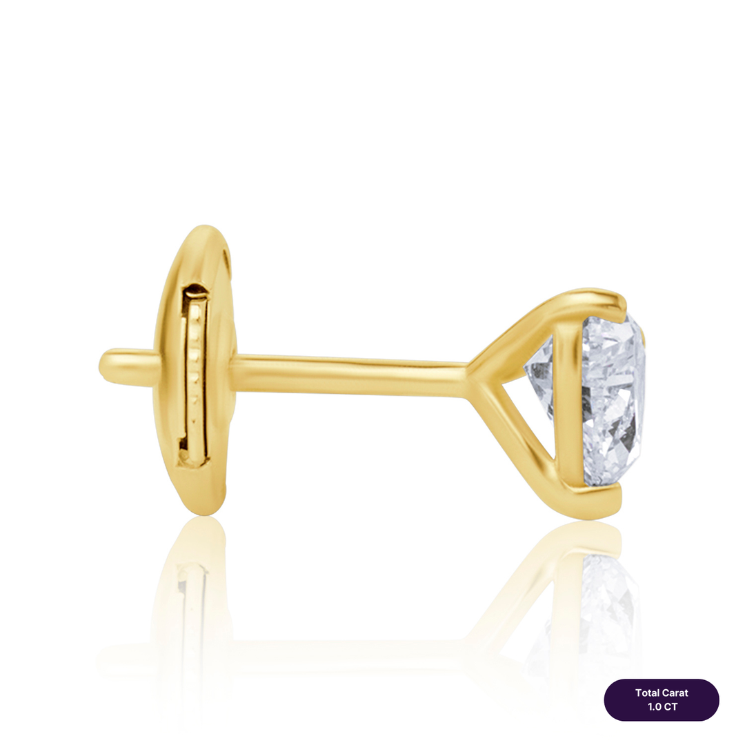 Solitaire Stud Lab Diamond Earrings Heart