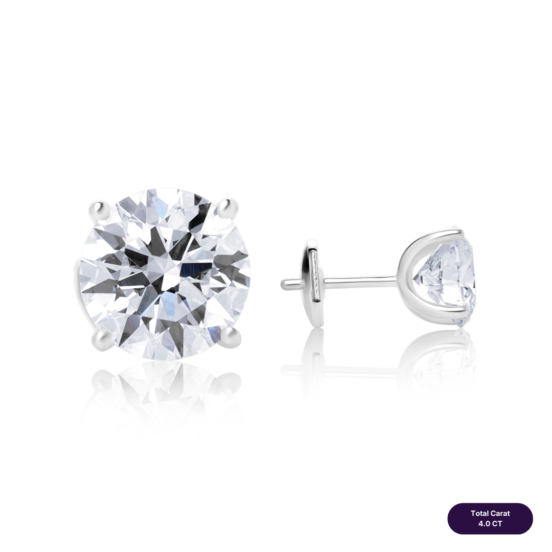Solitaire Stud Lab Diamond Earrings Round