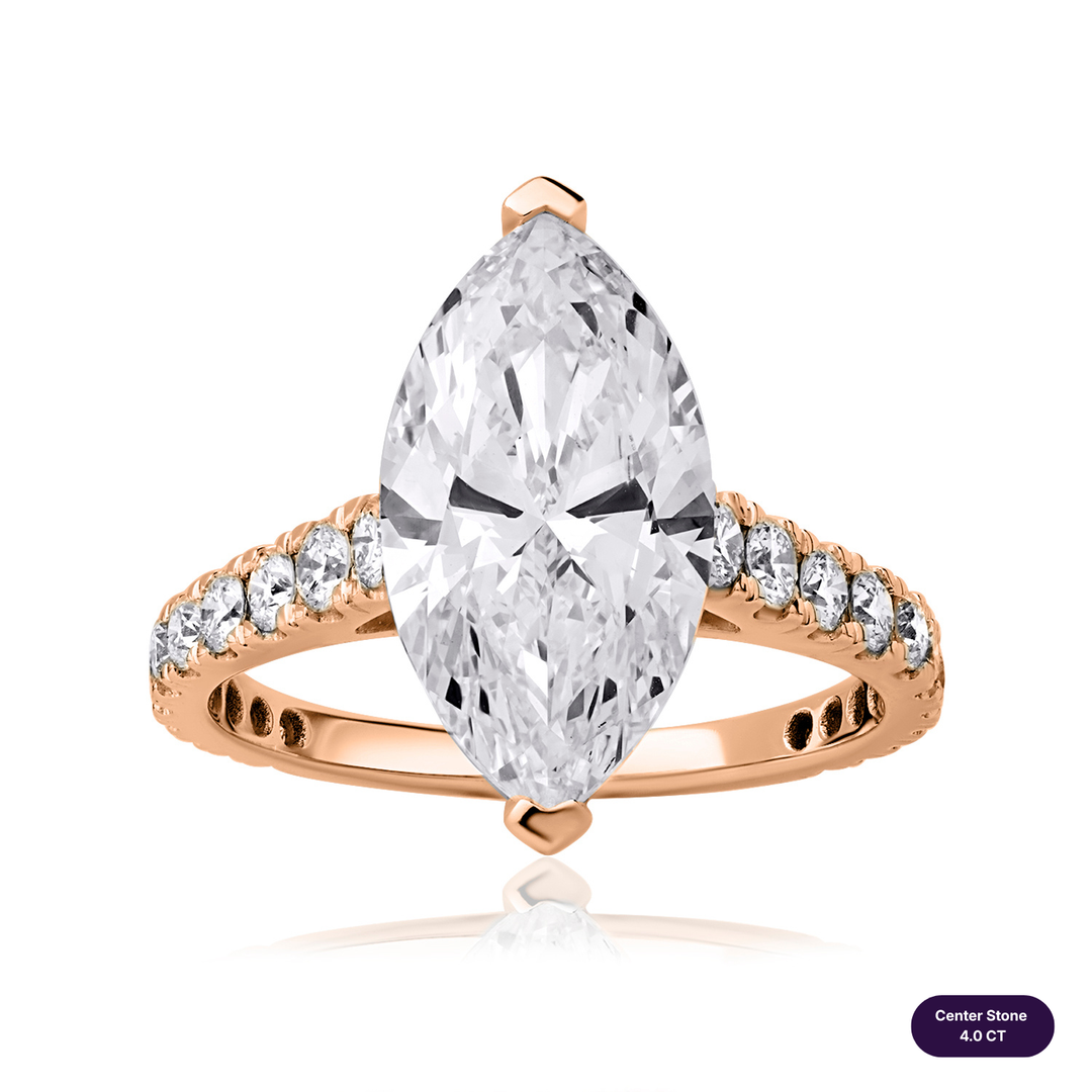 Solitaire Pave Lab Diamond Ring Marquise