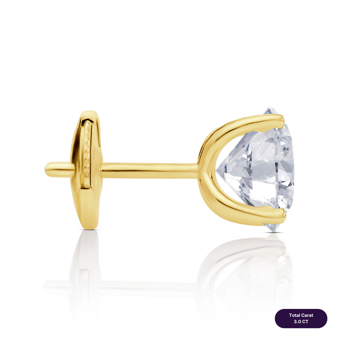 Solitaire Stud Lab Diamond Earrings Round