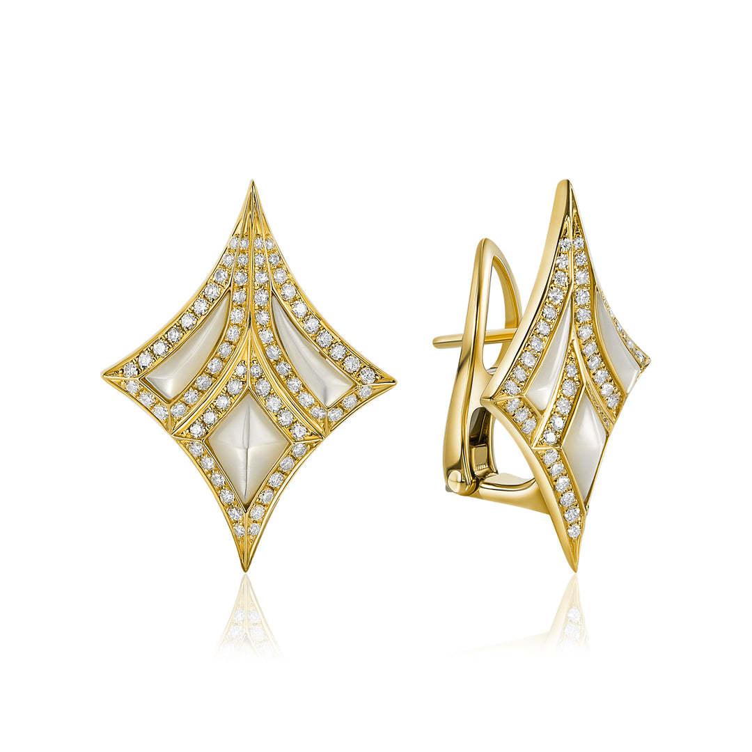 Damascus Sword Natural Diamond Earrings