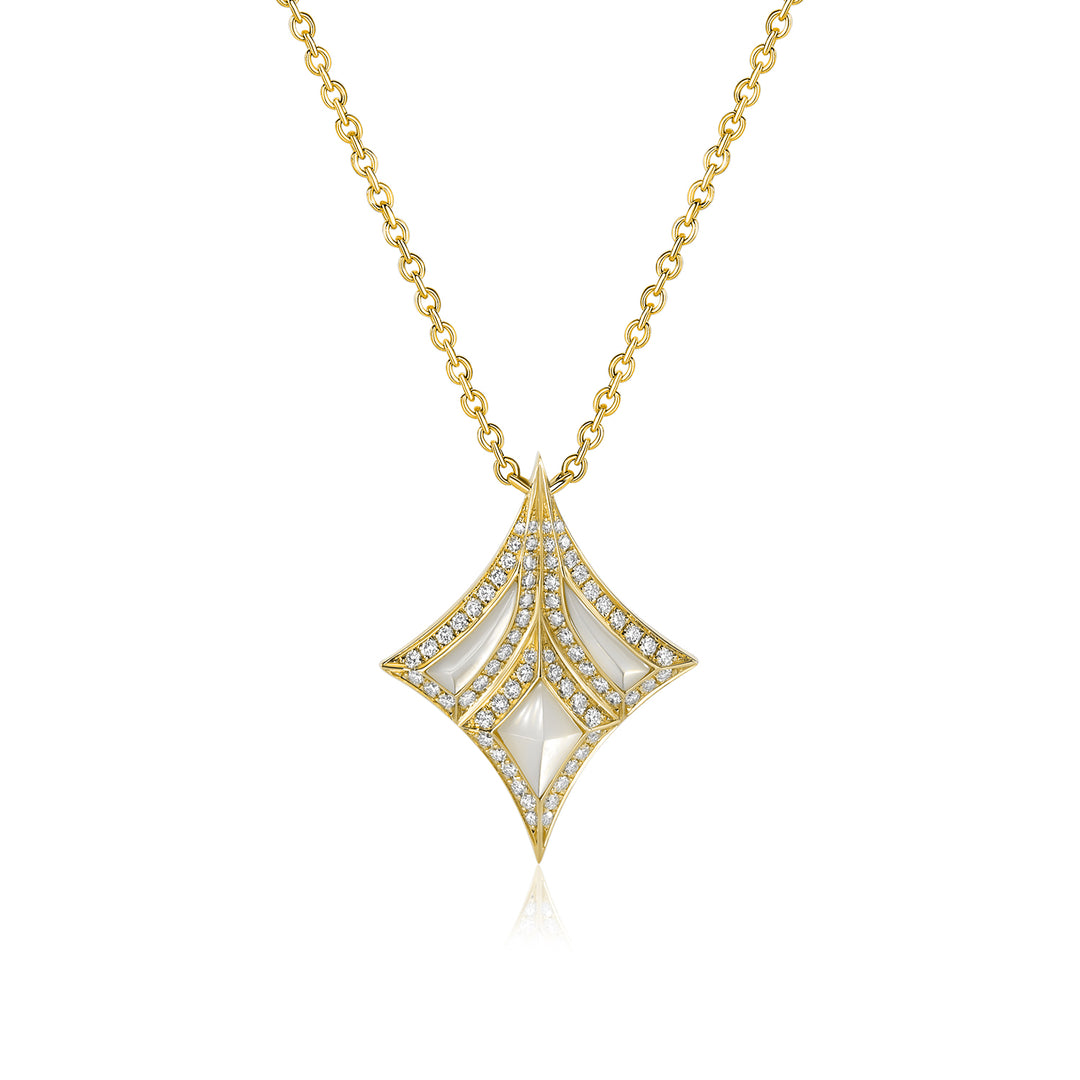 Damascus Sword Natural Diamond Necklace