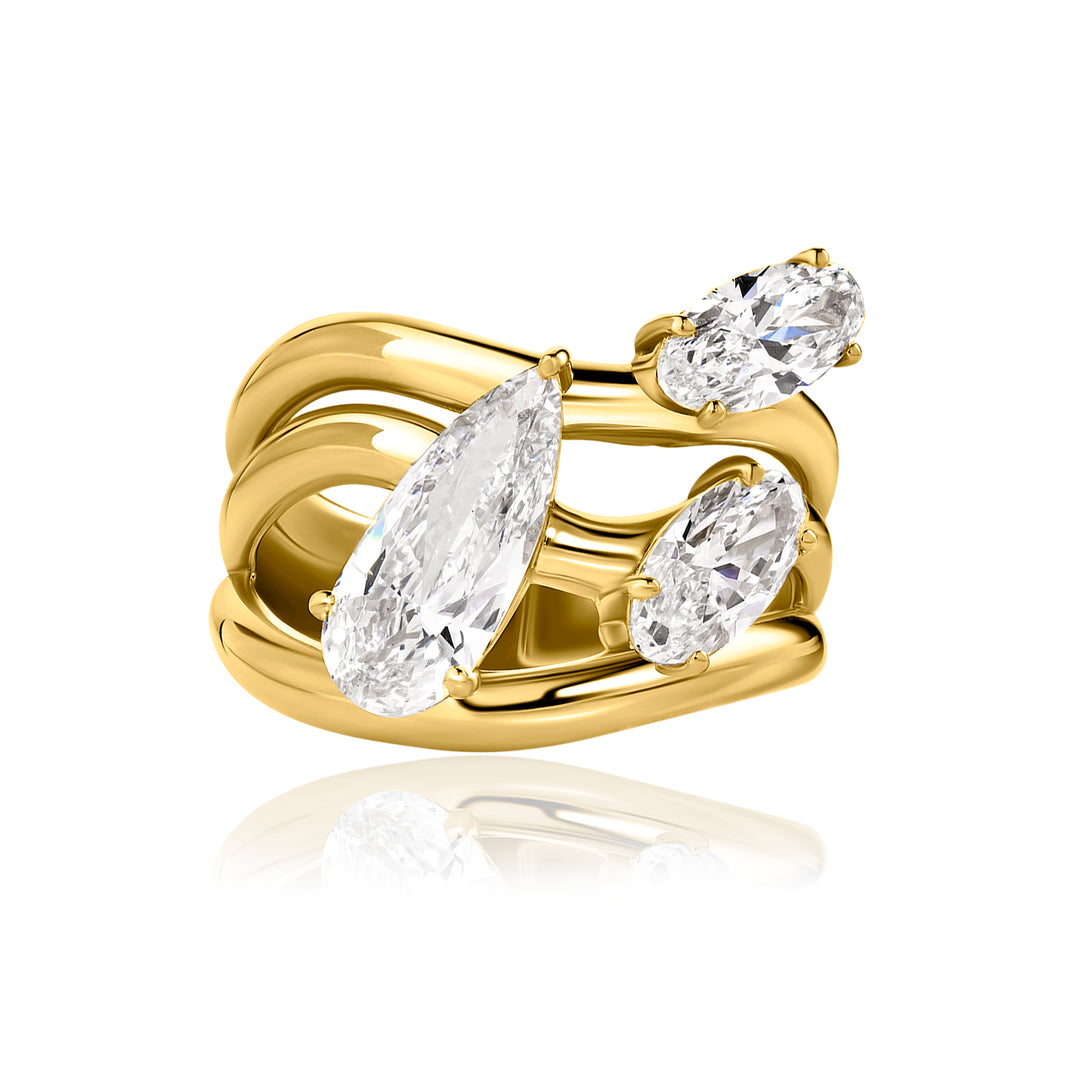 Special Lab Diamond Ring Long Pear with Moval