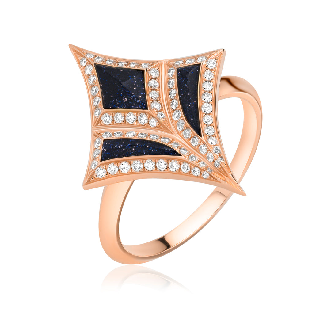 Damascus Sword Natural Diamond Ring