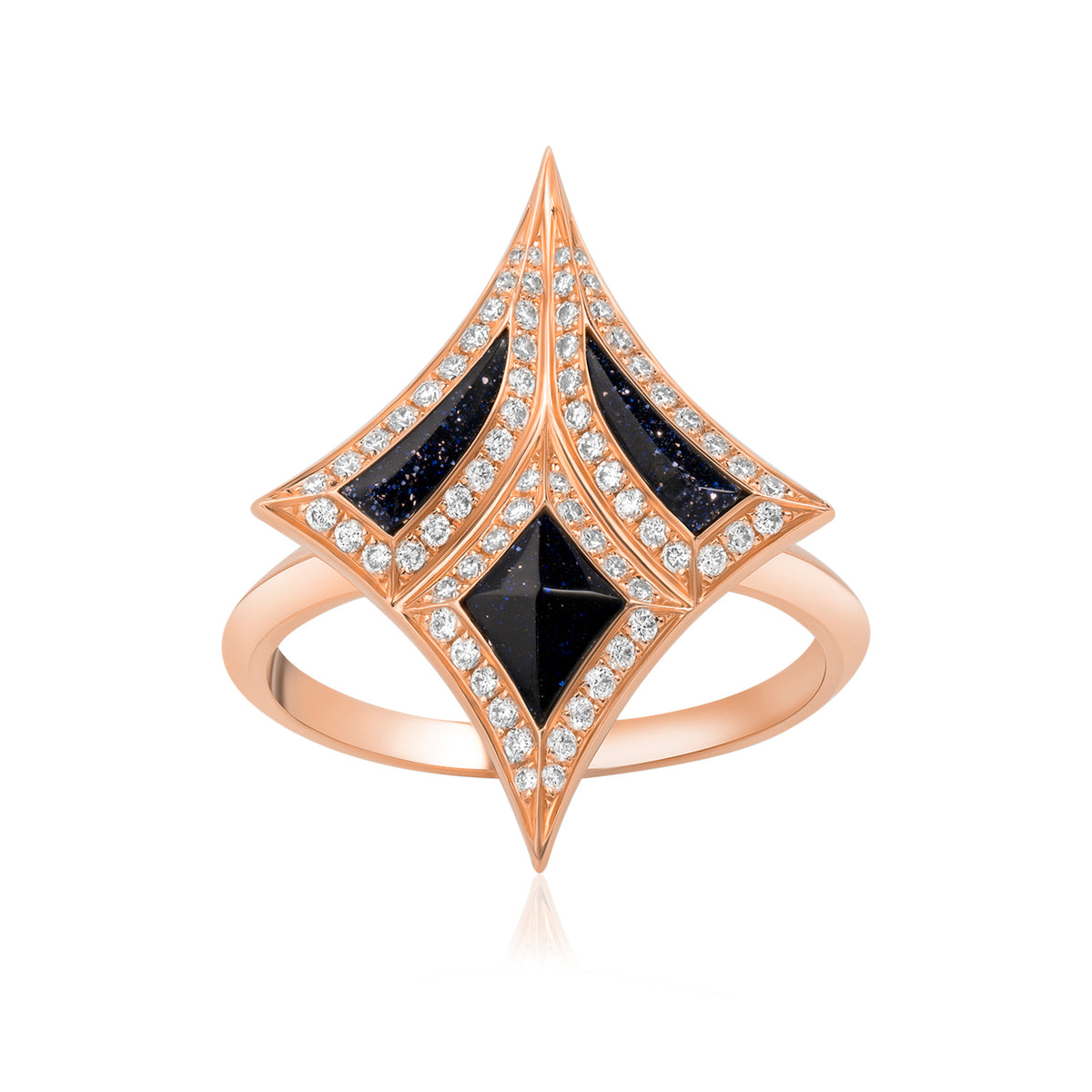Damascus sword natural diamond ring