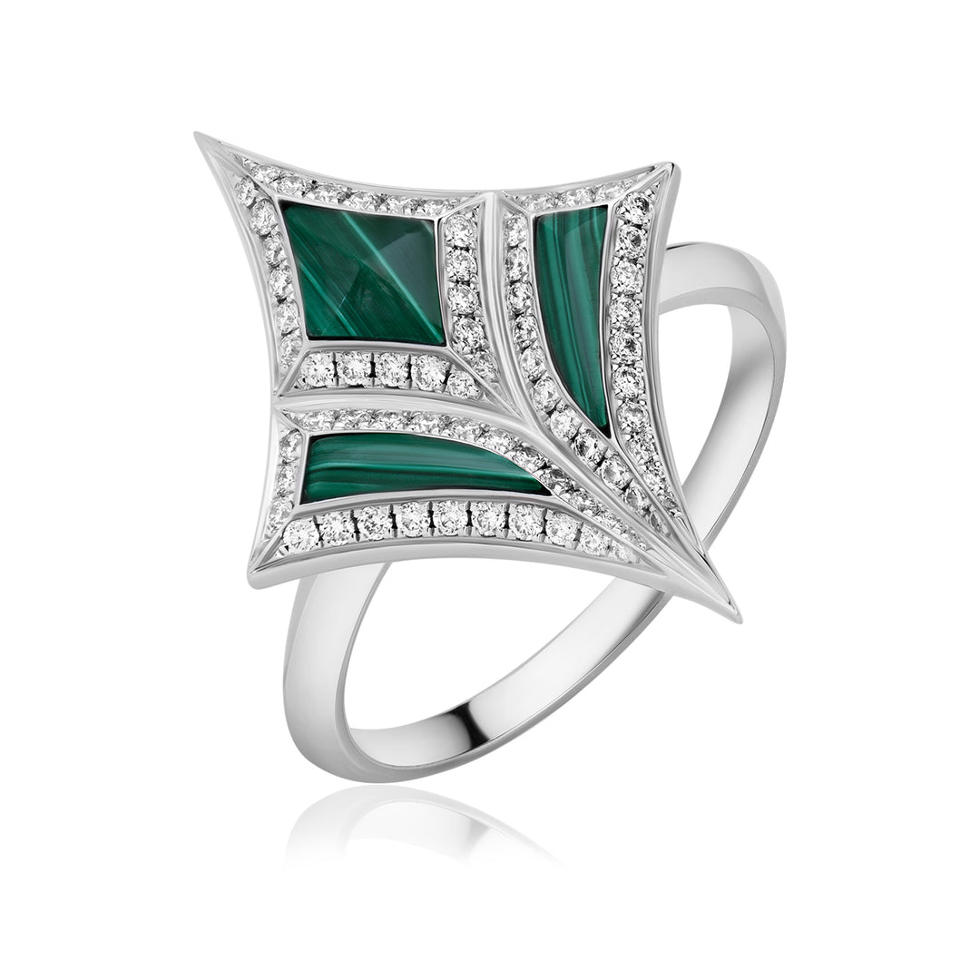 Damascus Sword Natural Diamond Ring
