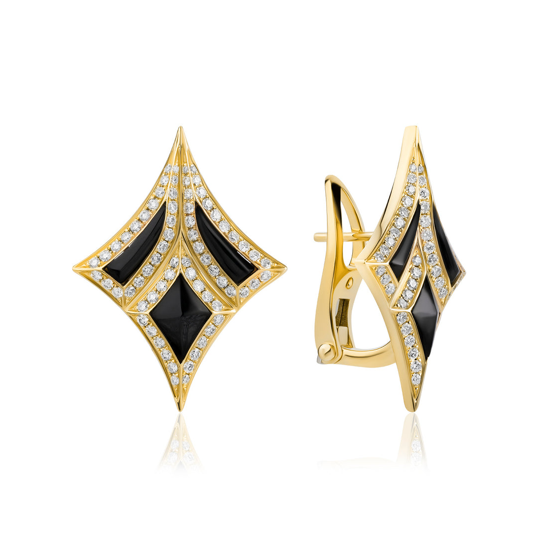 Damascus Sword Natural Diamond Earrings