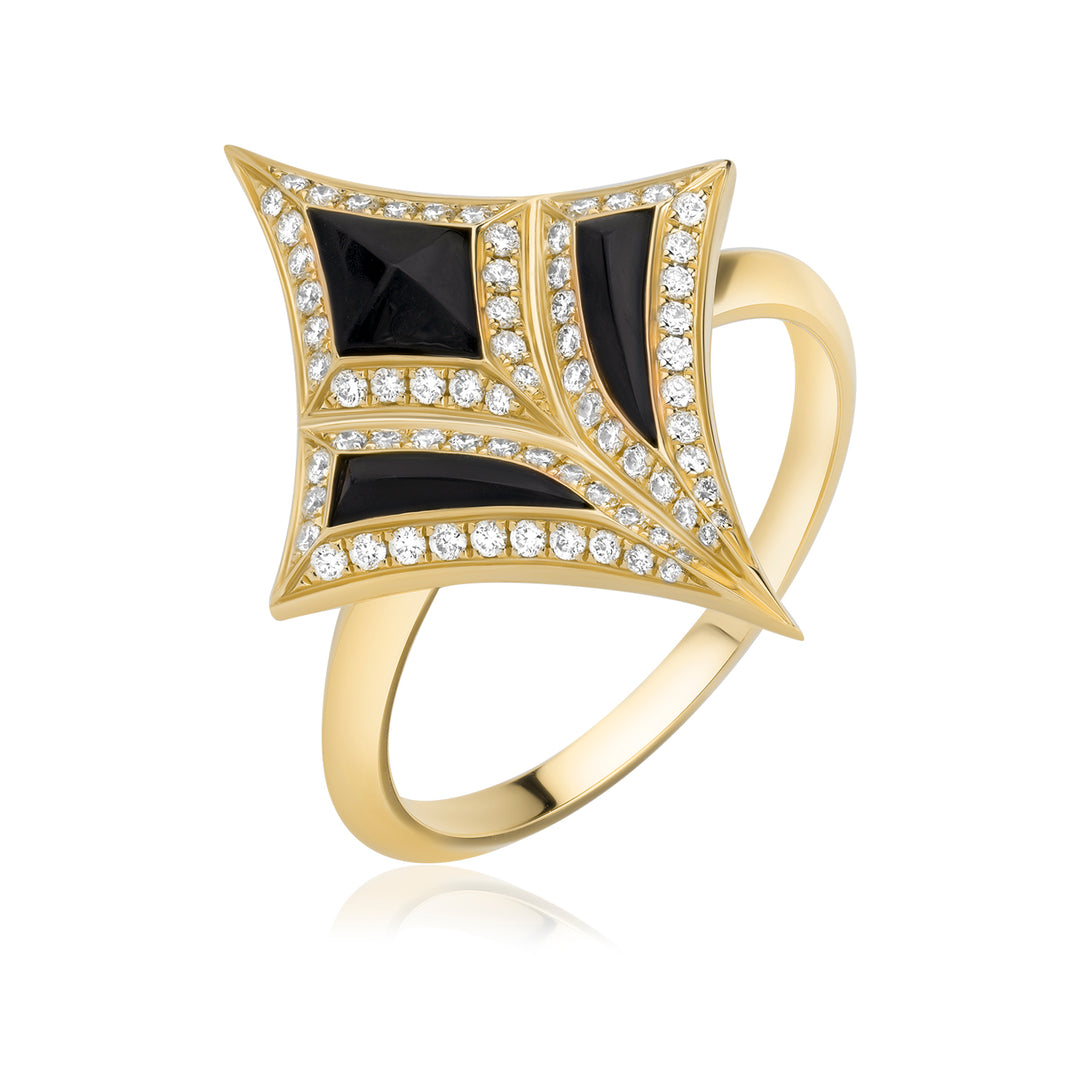 Damascus Sword Natural Diamond Ring