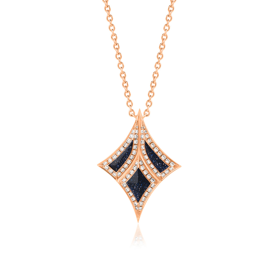 Damascus Sword Natural Diamond Necklace