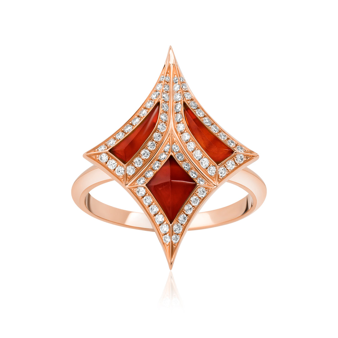Damascus Sword Natural Diamond Ring