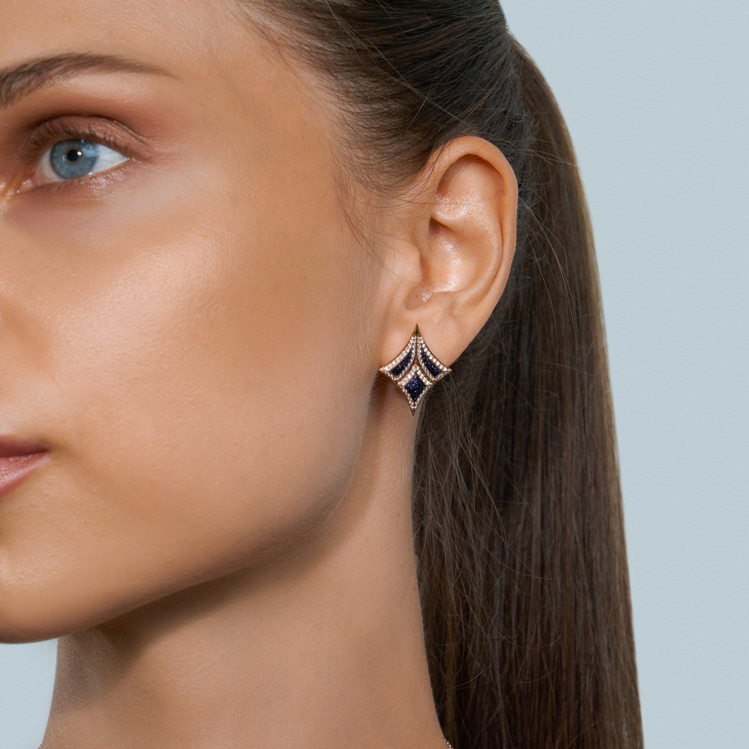Damascus Sword Natural Diamond Earrings