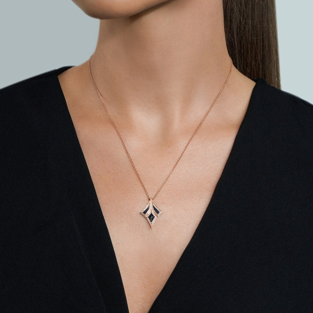 Damascus Sword Natural Diamond Necklace