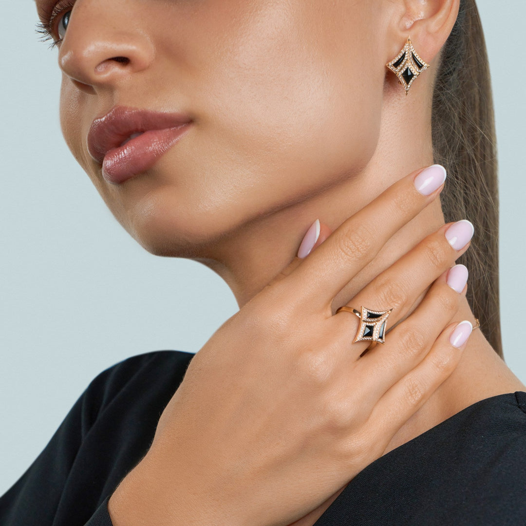 Damascus Sword Natural Diamond Earrings
