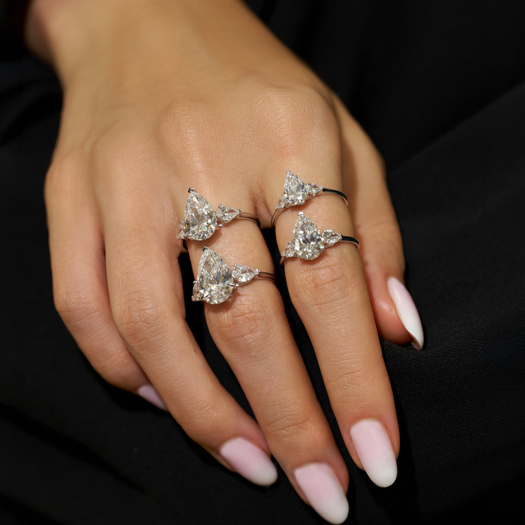 Three-Stones Lab Diamond Ring Pear