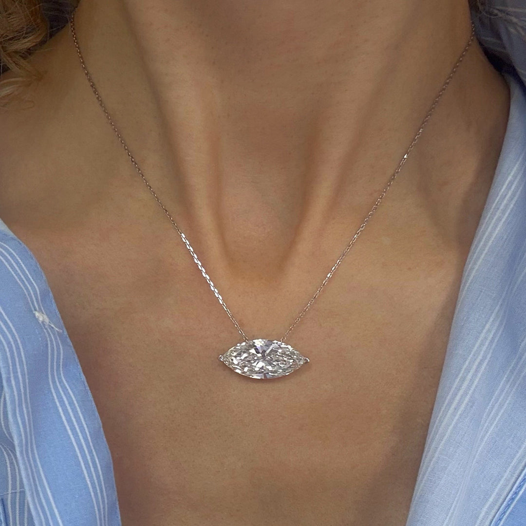 Solitaire Lab Diamond Necklace Marquise 10 CT