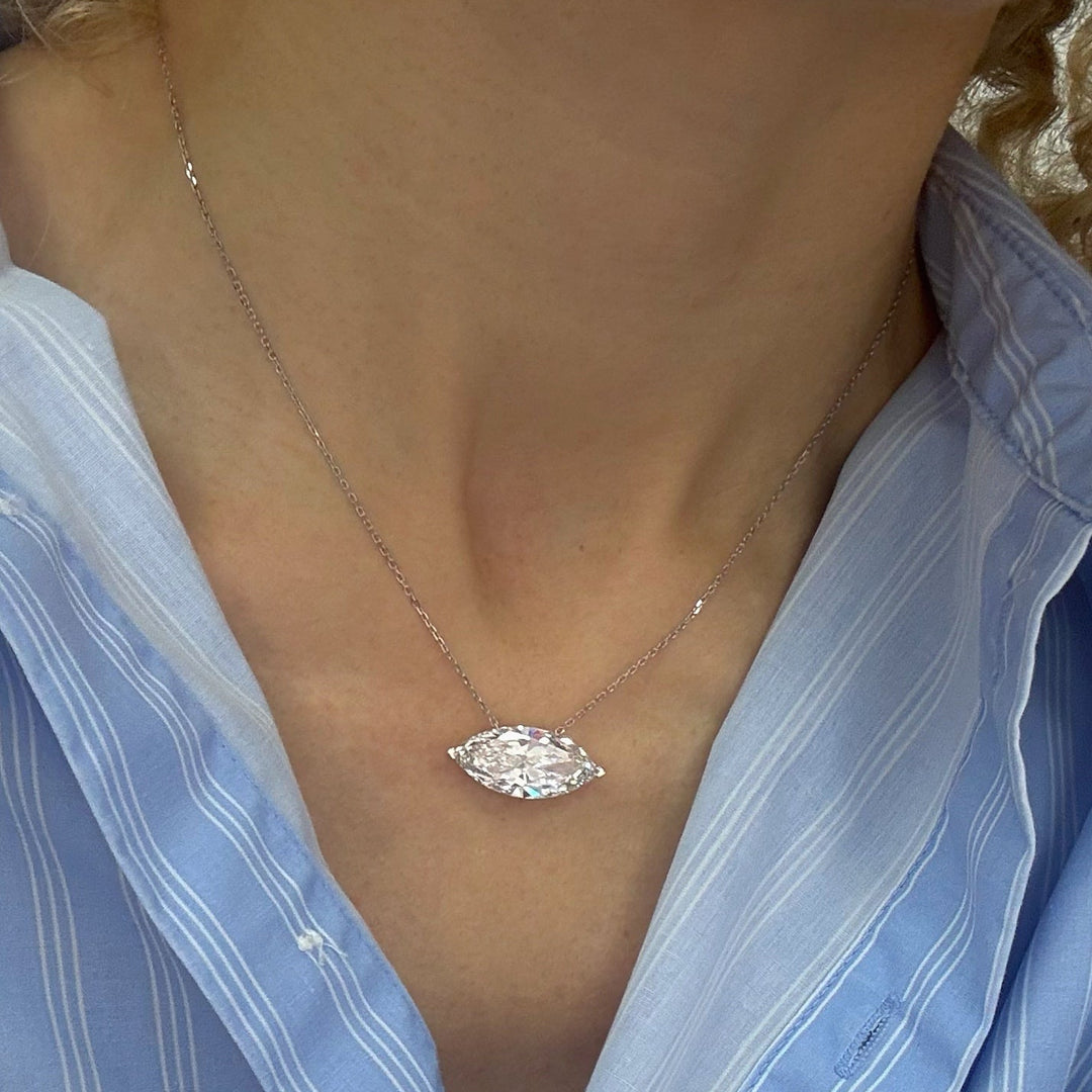 Solitaire Lab Diamond Necklace Marquise 10 CT