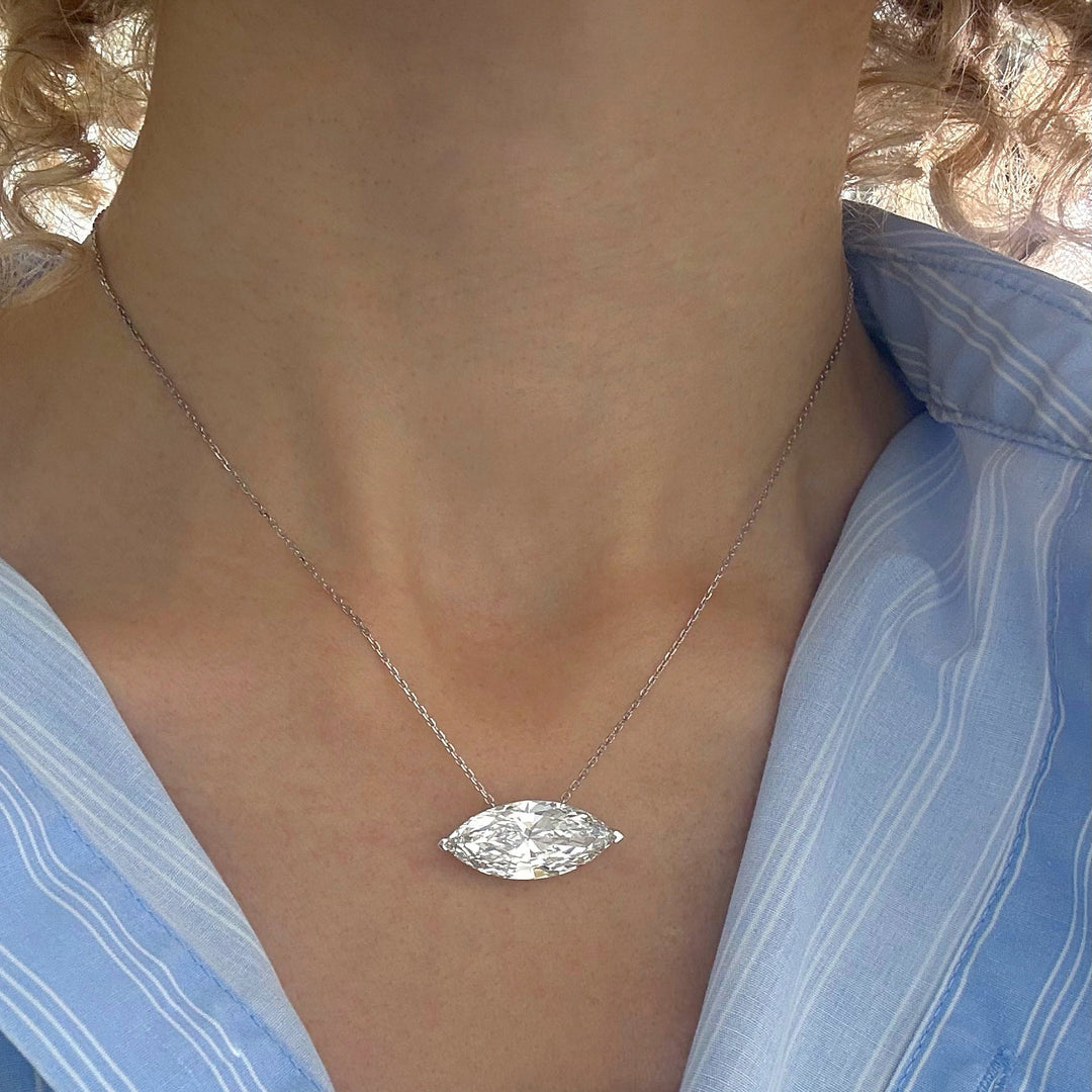 Solitaire Lab Diamond Necklace Marquise 10 CT