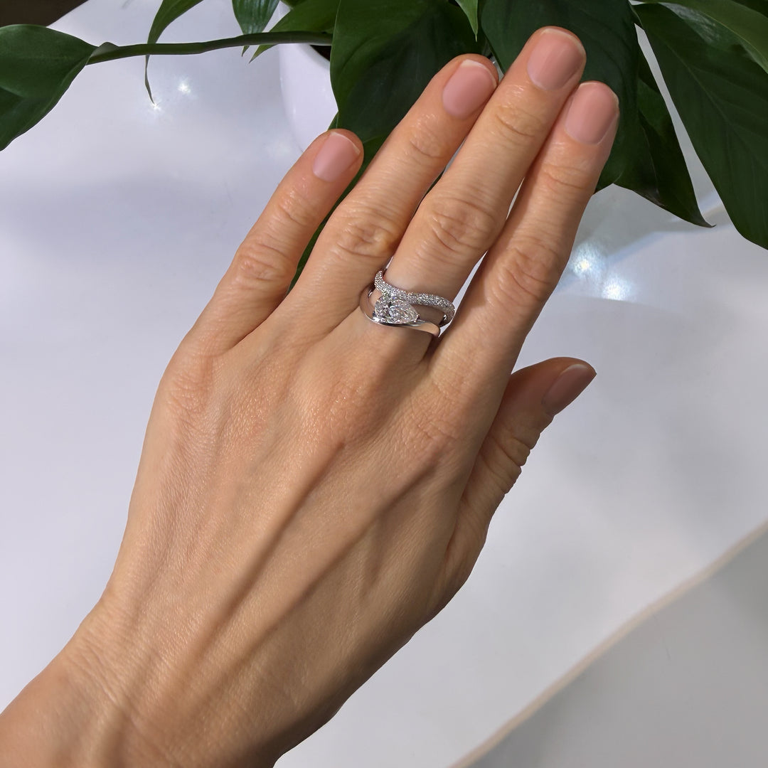 L’Harmonie — Double Lab Diamond Ring Pear with Pave