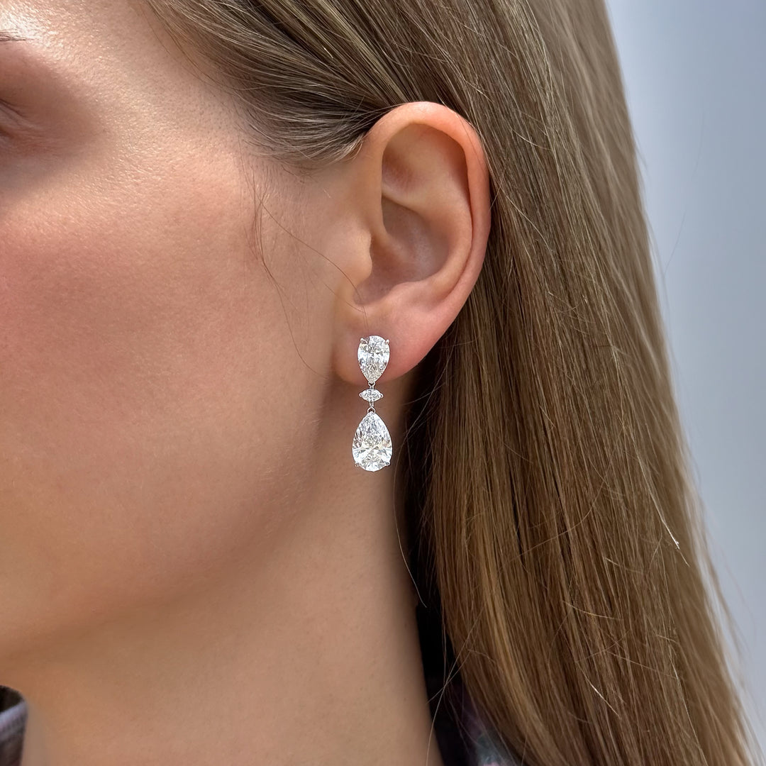 Drop Lab Diamond Earrings Pear with Marquise