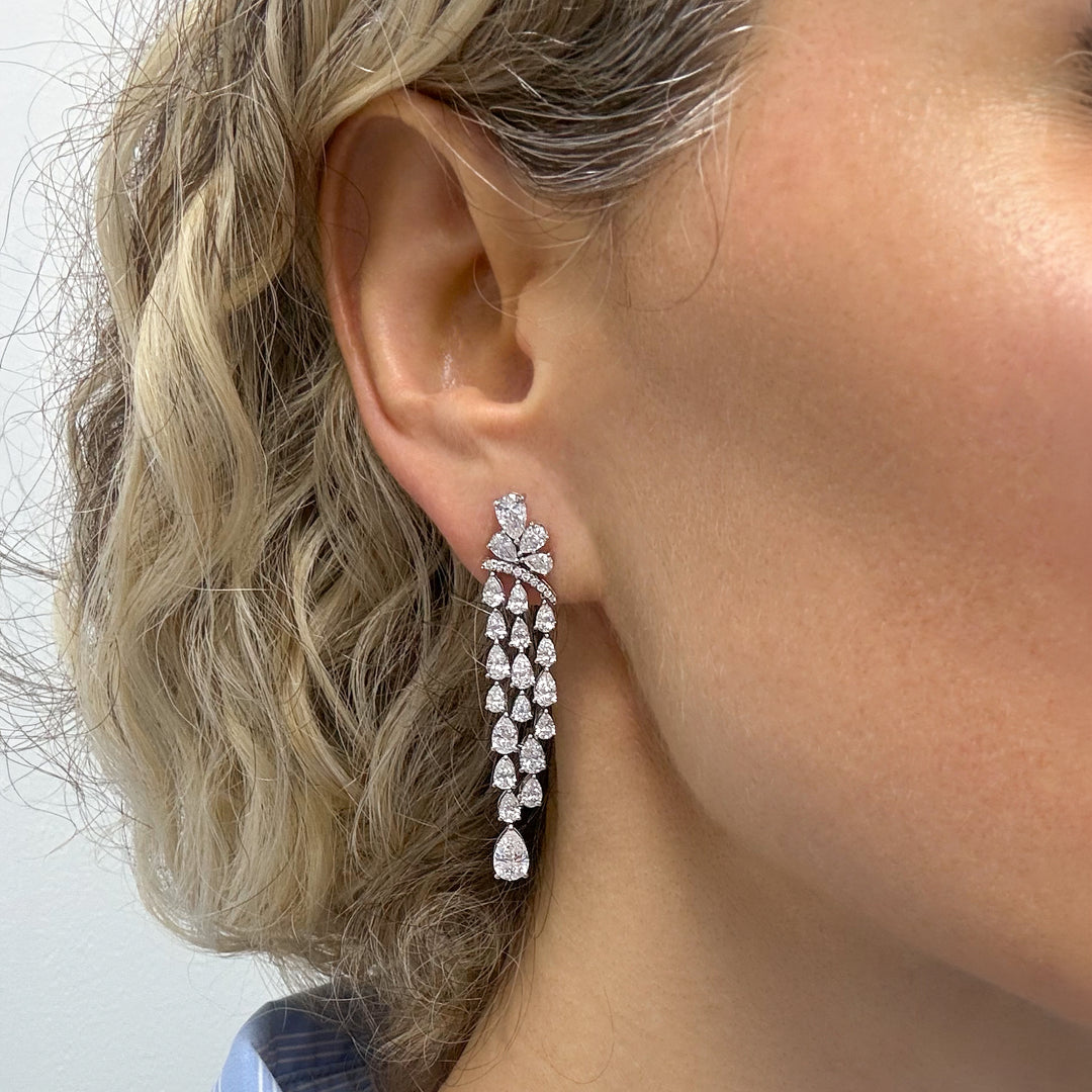 Drop Lab Diamond Earrings Pear with Round