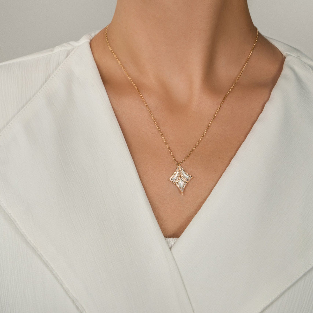 Damascus Sword Natural Diamond Necklace