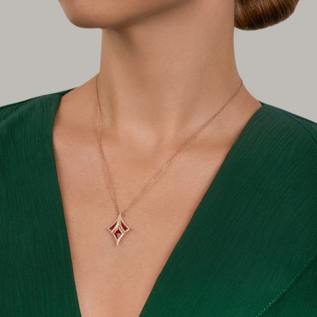 Damascus Sword Natural Diamond Necklace