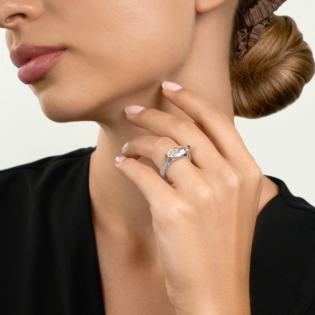 Special Lab Diamond Ring Marquise with Round