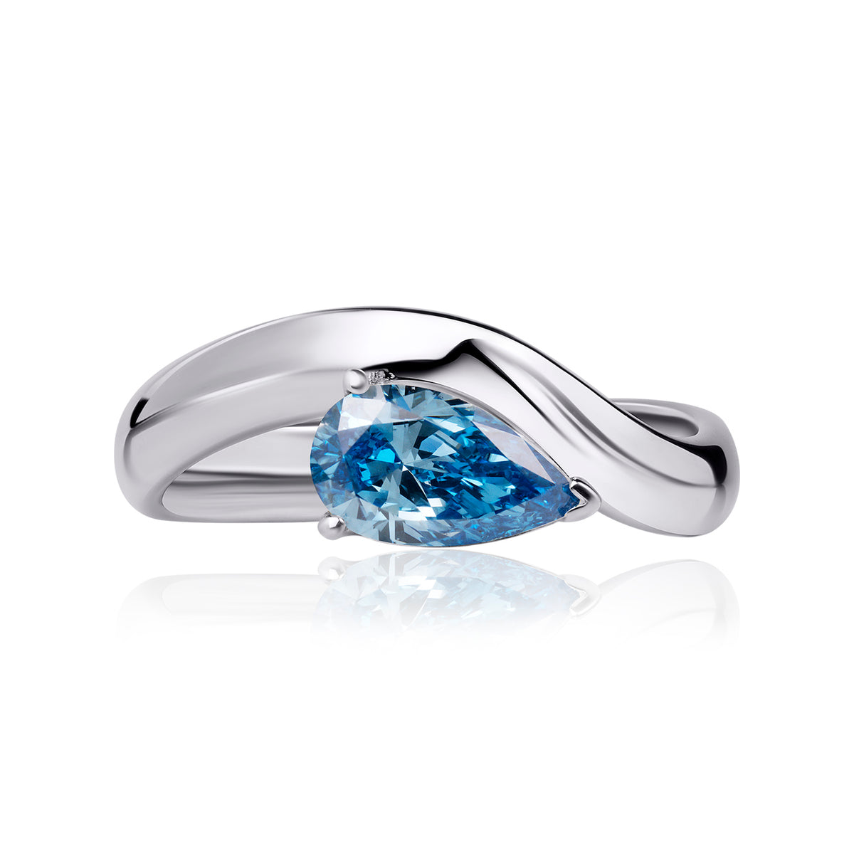 Pinky lab diamond ring fancy blue pear