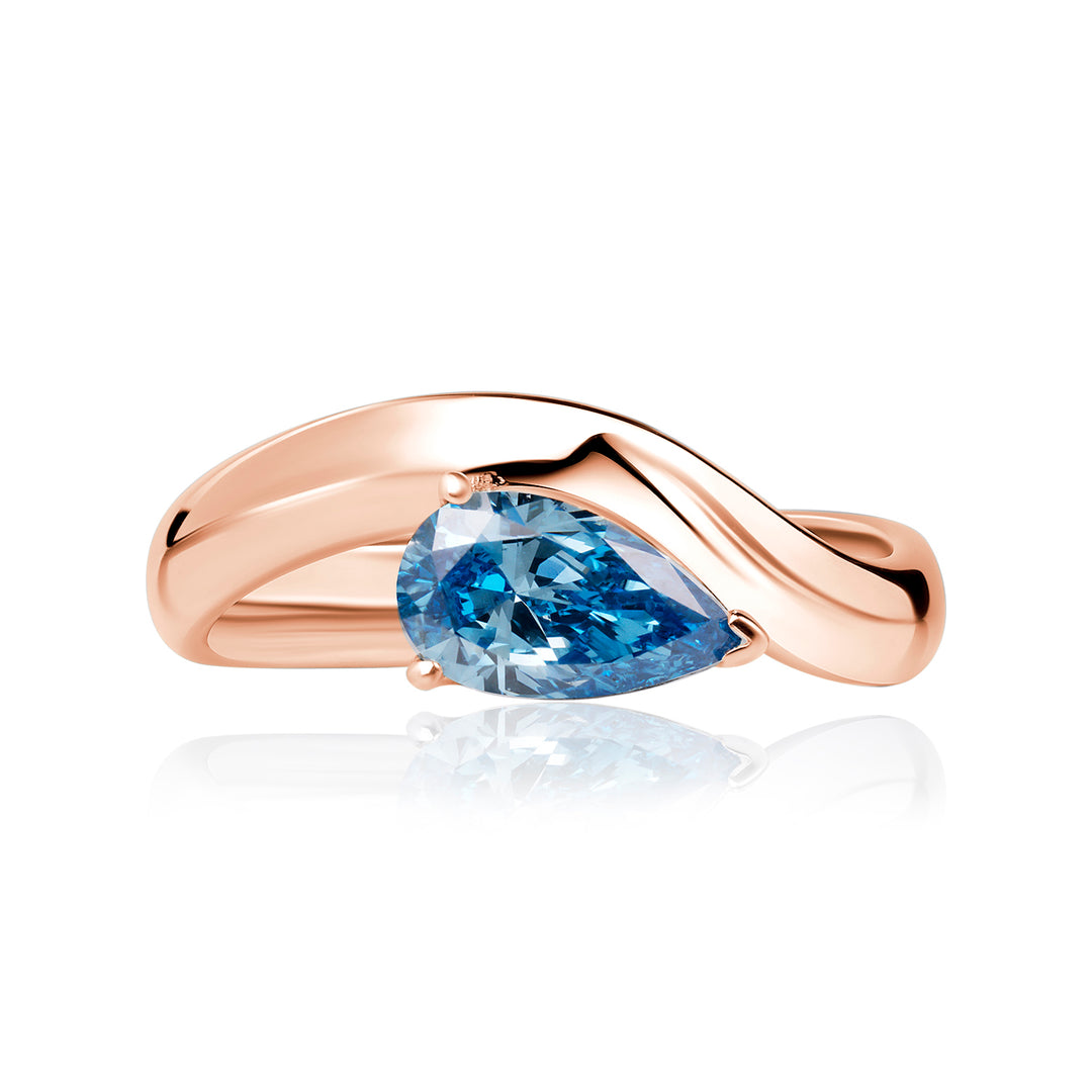 Pinky Lab Diamond Ring Fancy Blue Pear