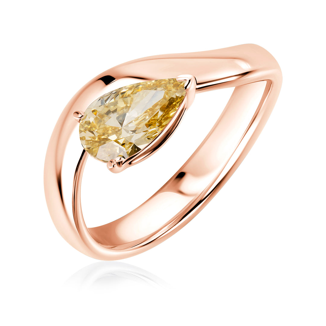 Pinky Lab Diamond Ring Fancy Yellow Pear