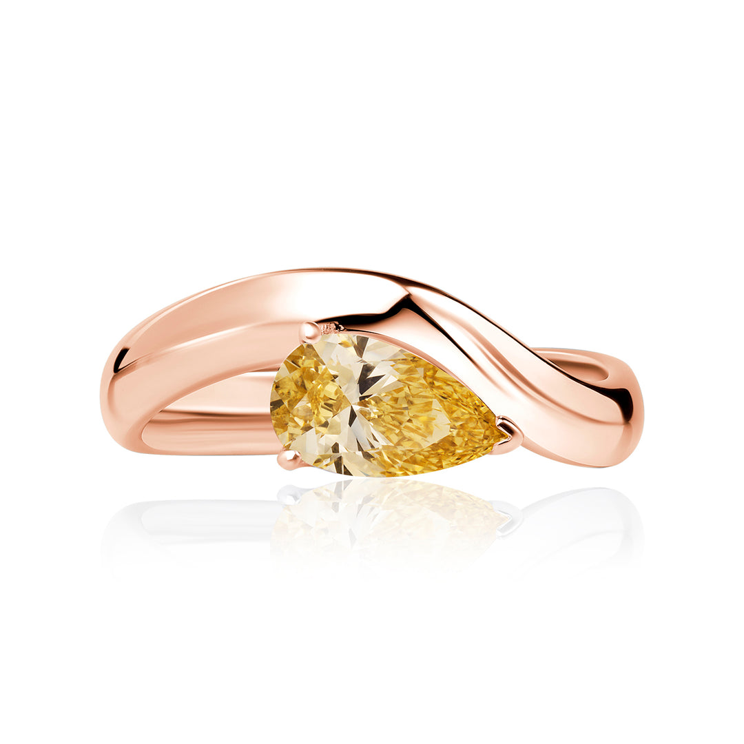 Pinky Lab Diamond Ring Fancy Yellow Pear