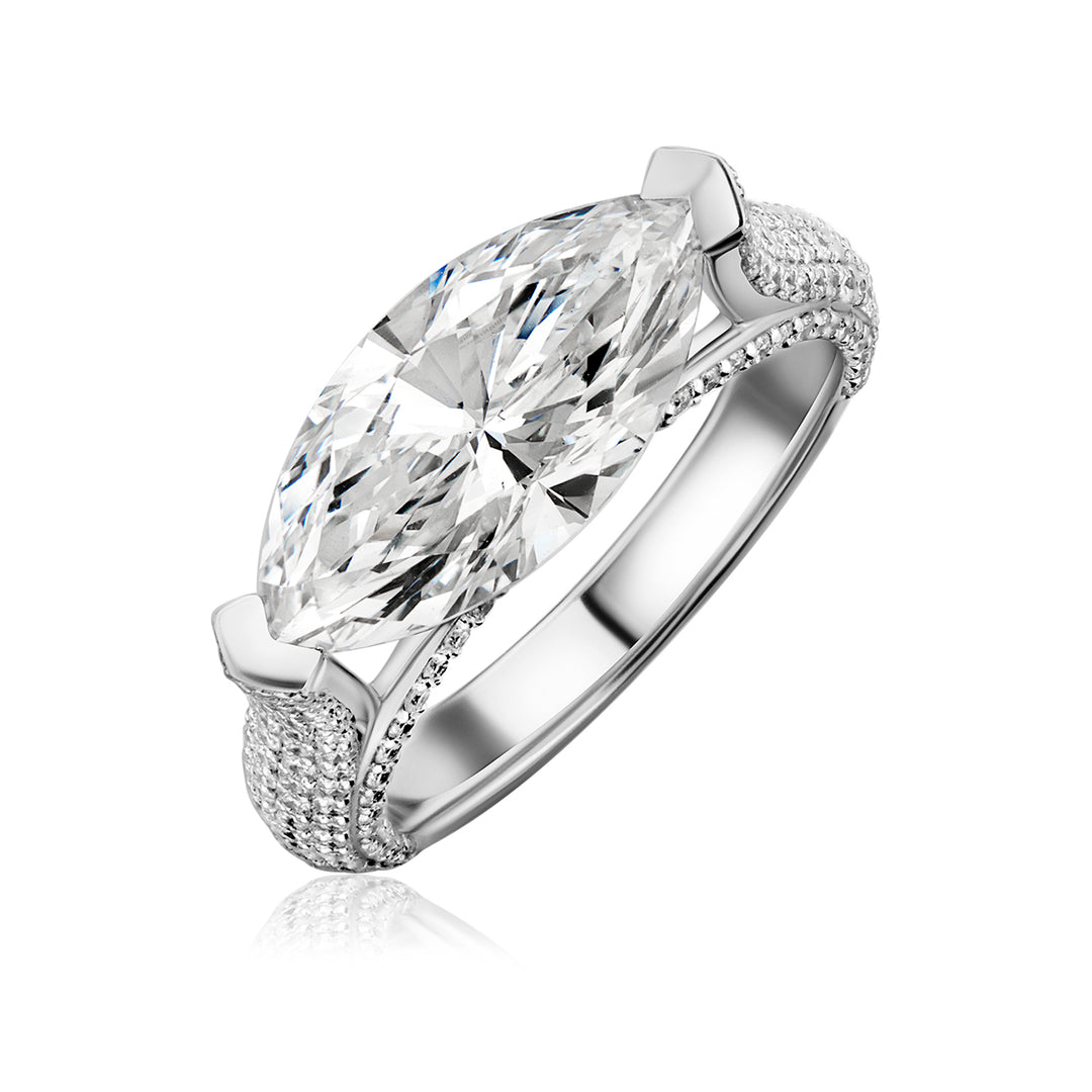 Special Lab Diamond Ring Marquise with Round