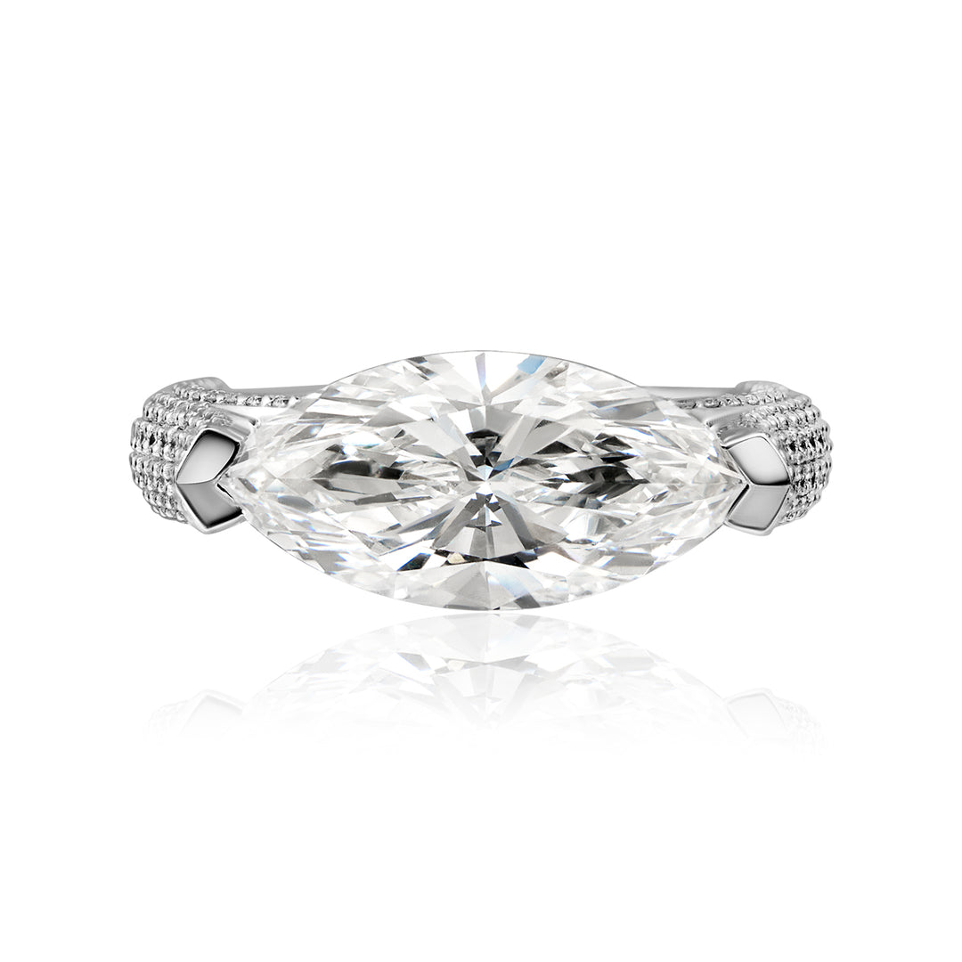 Special Lab Diamond Ring Marquise with Round
