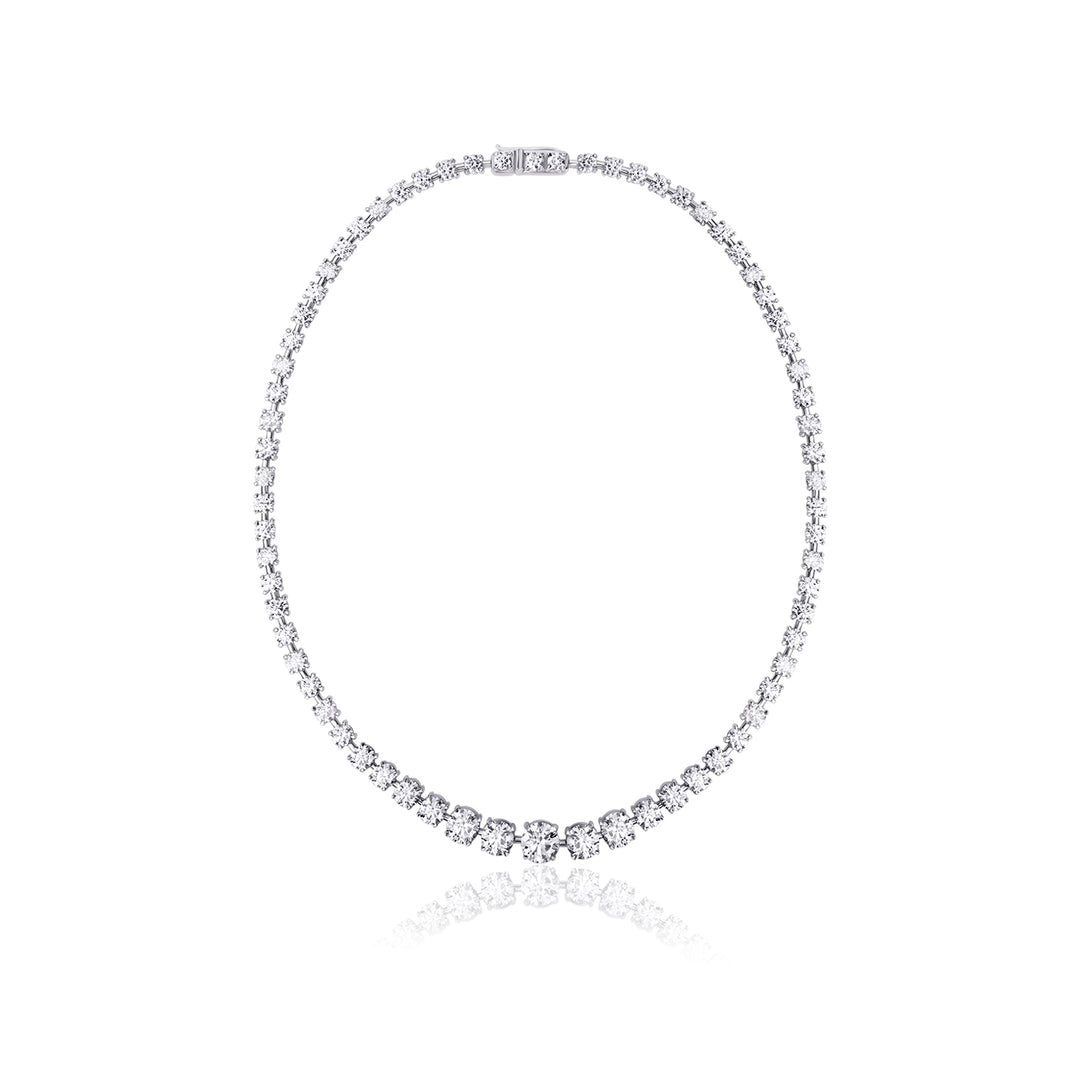 Graduated Tennis Lab Diamond Necklace Round