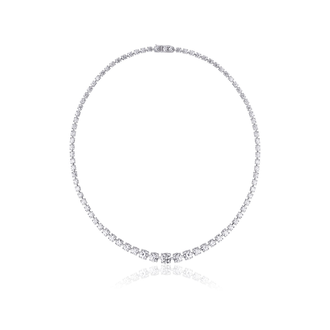 Graduated Tennis Lab Diamond Necklace Round
