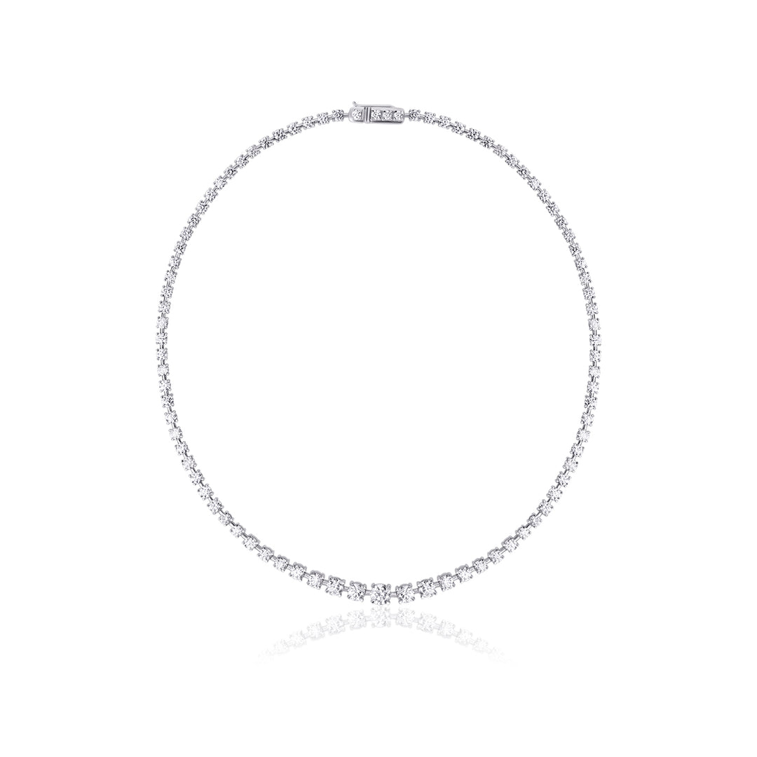 Graduated Tennis Lab Diamond Necklace Round