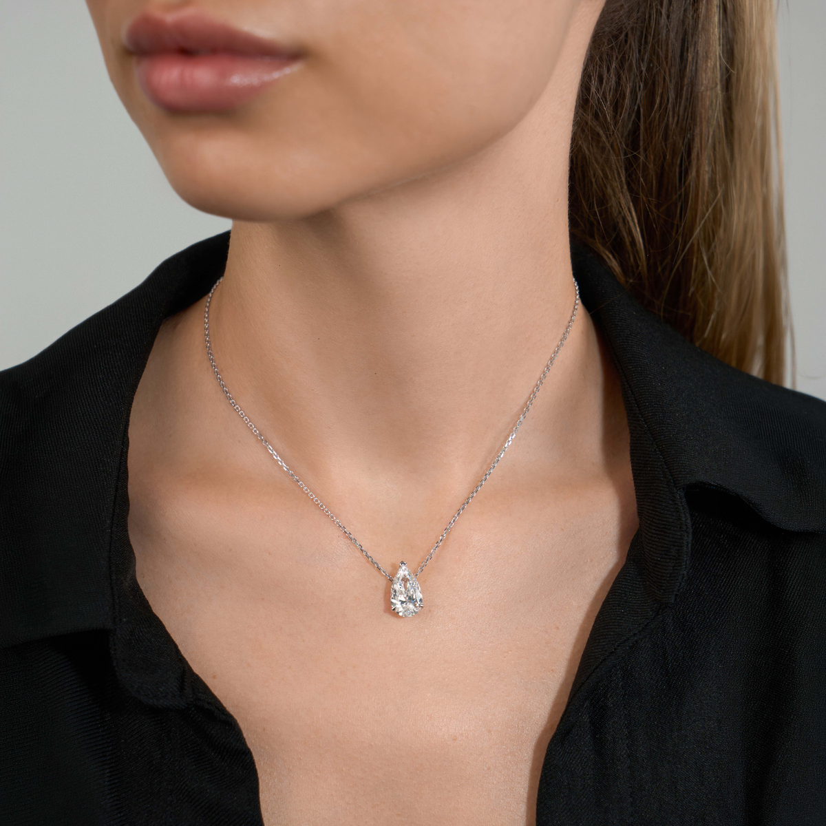 Solitaire lab diamond necklace pear 4