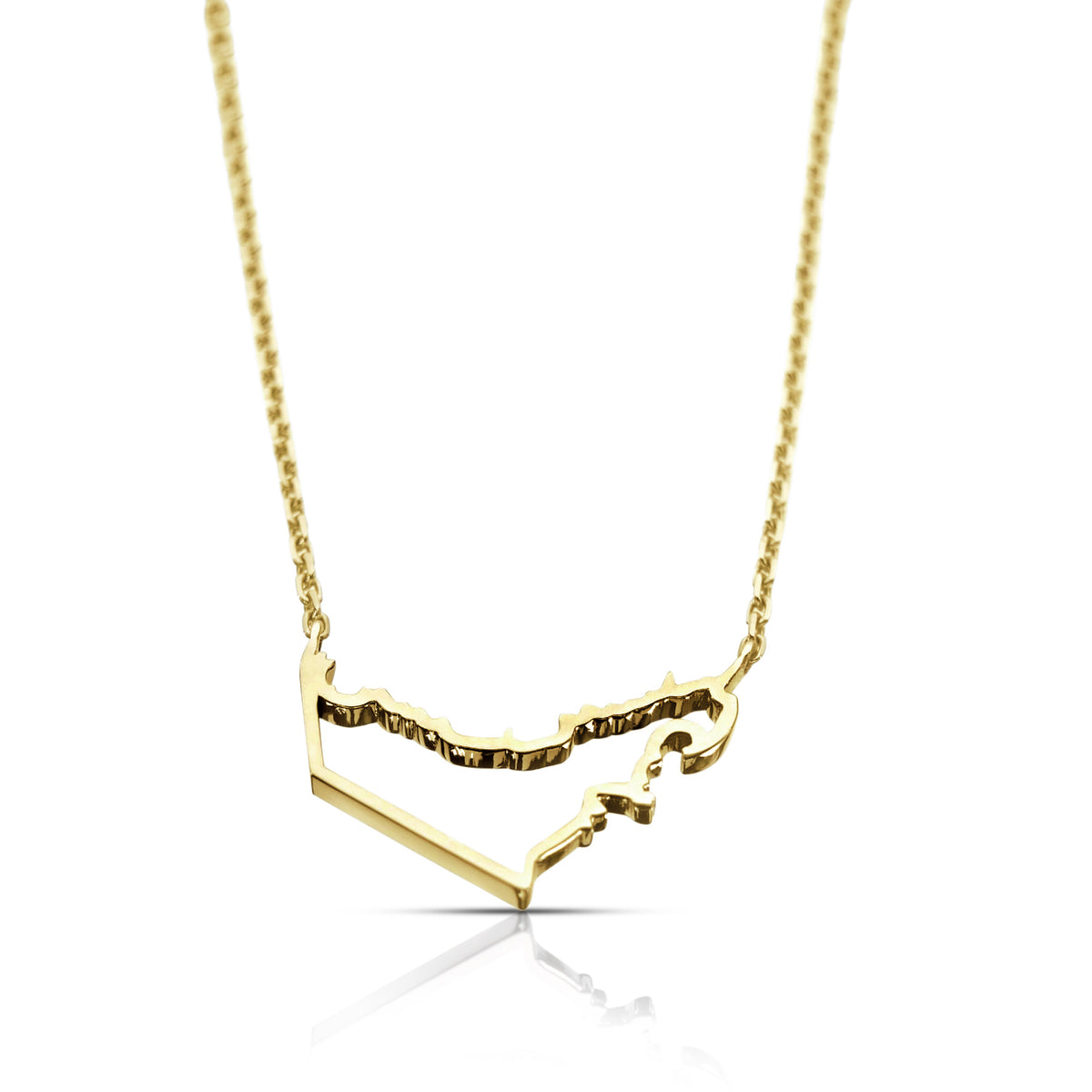Plain gold uae map necklace   small