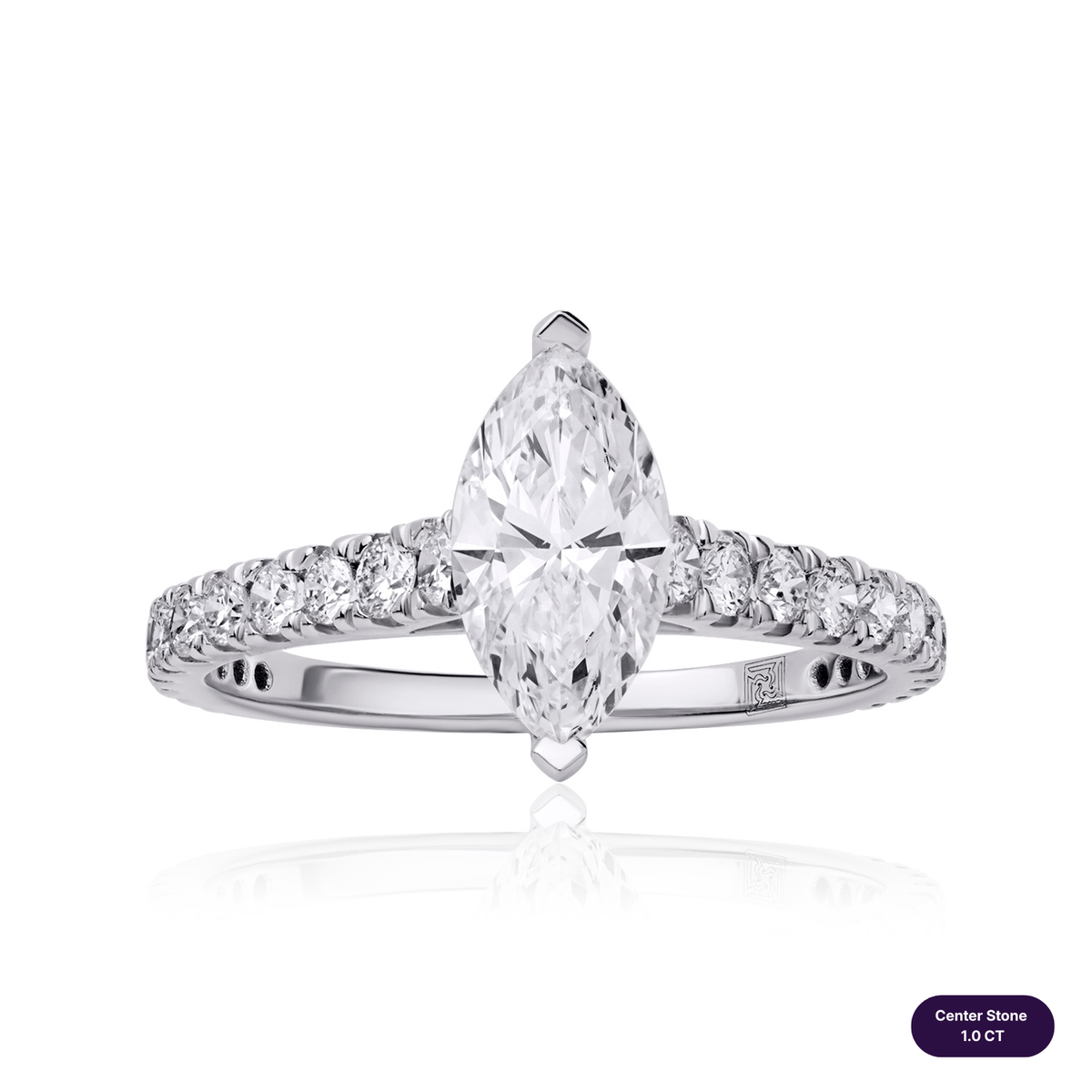 Solitaire pave lab diamond ring marquise