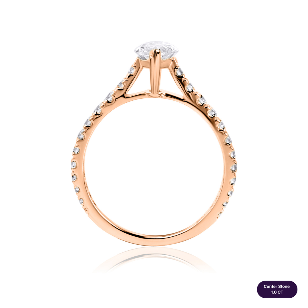 Solitaire Pave Lab Diamond Ring Marquise