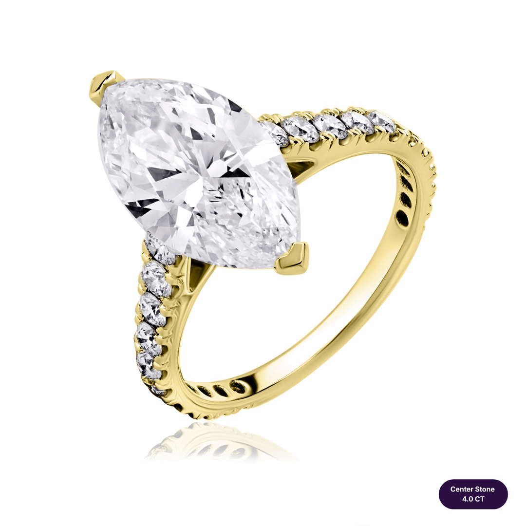 Solitaire Pave Lab Diamond Ring Marquise