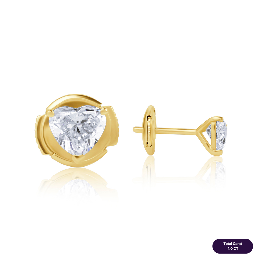 Solitaire Stud Lab Diamond Earrings Heart