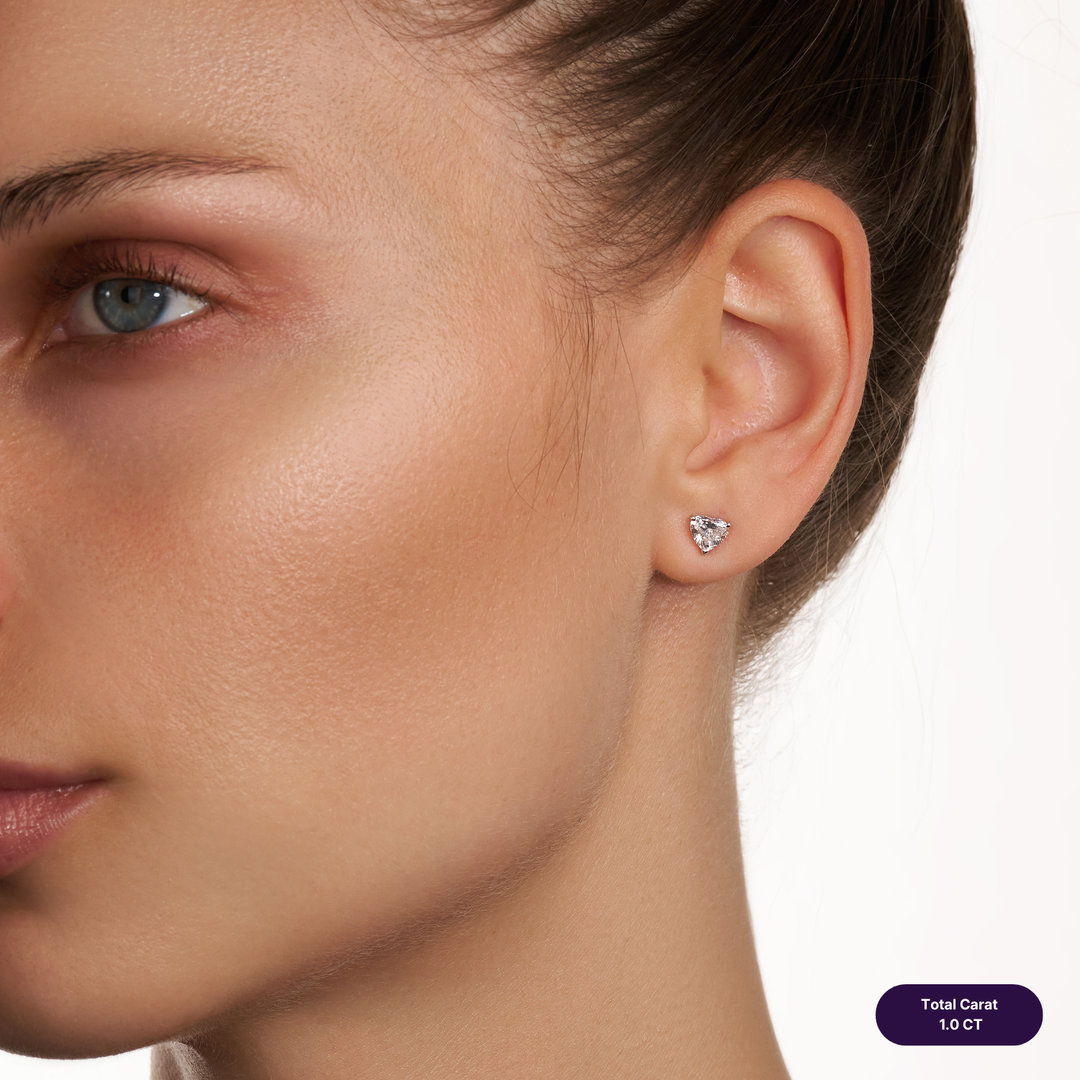 Solitaire Stud Lab Diamond Earrings Heart