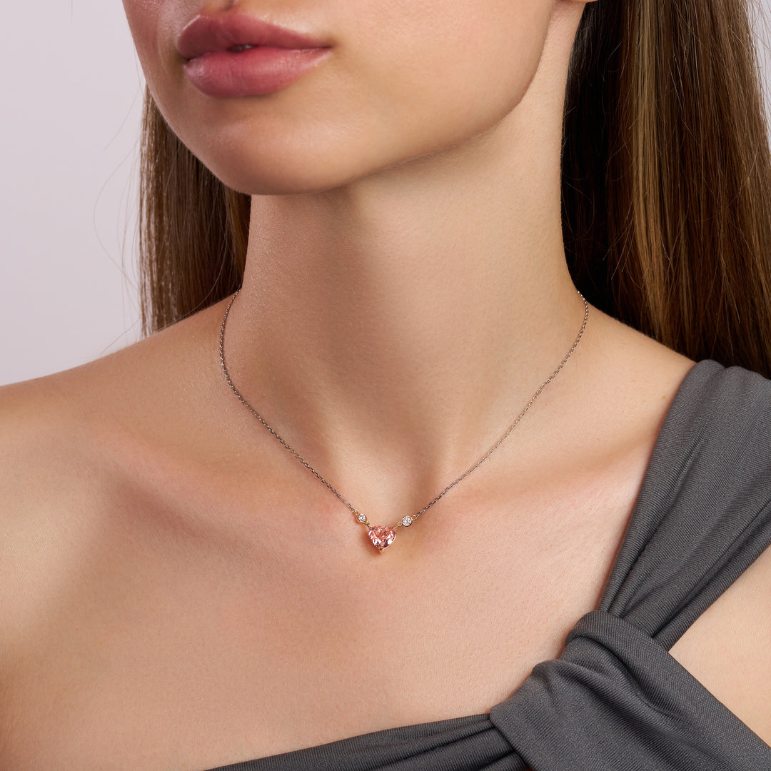Solitaire Lab Diamond Necklace Fancy Heart with Round