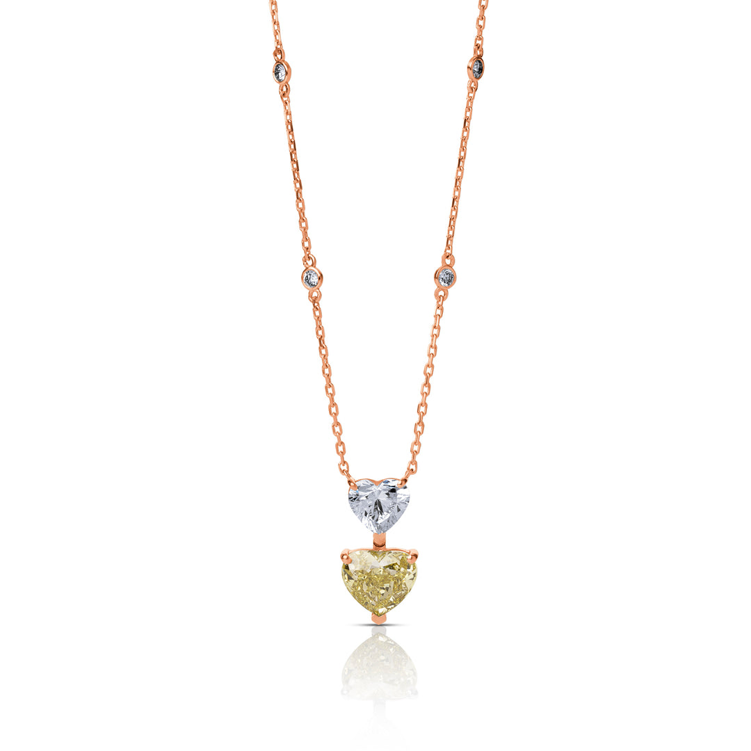 Rosé Lumière Two-Stone Fancy Lab Diamond Necklace Heart
