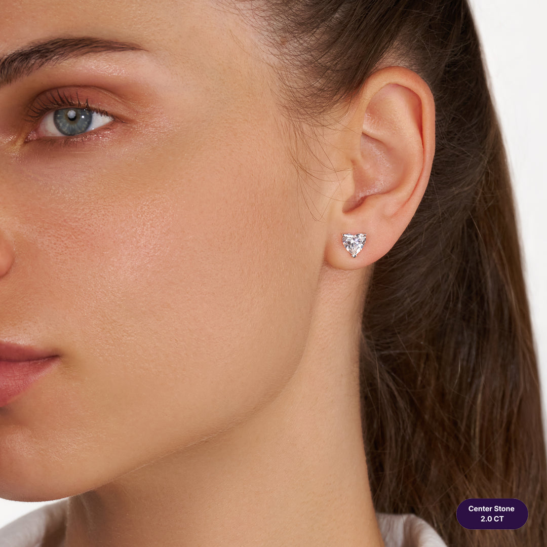 Solitaire Stud Lab Diamond Earrings Heart