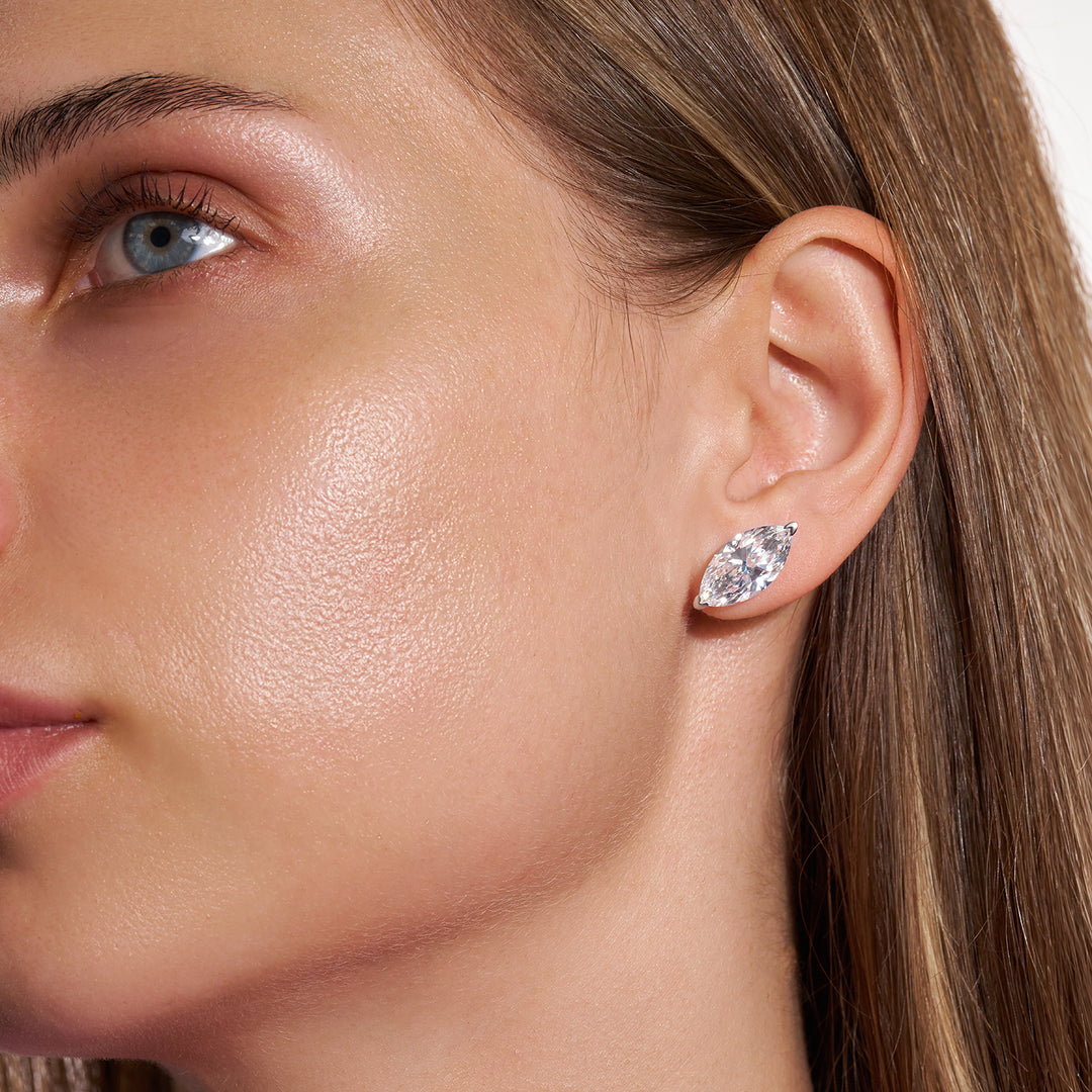 Solitaire Lab Diamond Stud Earrings Marquise 4.0 CT